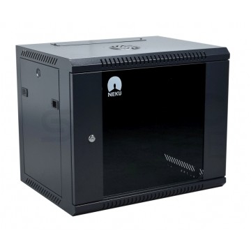Szafa wisząca RACK 19" 9U 600mm drzwi szklane czarna NEKU TS BOX