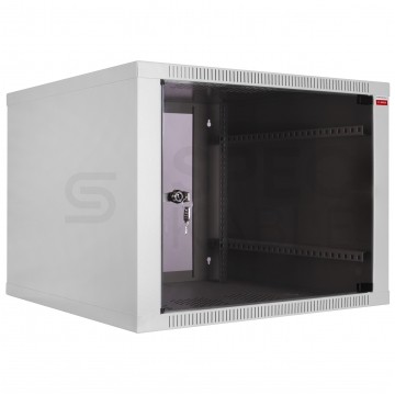 Szafa wisząca RACK 19" 9U 600mm drzwi szklane szara Polska Szafa Rack