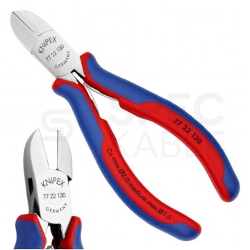 Szczypce boczne tnące dla elektroników 130mm precyzyjne okragłe ze ścięciem KNIPEX 77 22 130