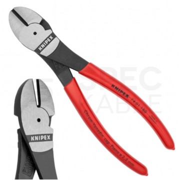 Szczypce boczne tnące ze zwiększonym przełożeniem 180mm fosforanowane KNIPEX 74 01 180