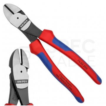 Szczypce boczne tnące ze zwiększonym przełożeniem 200mm fosforanowane KNIPEX 74 02 200