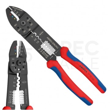 Szczypce do zaciskania zagniatania końcówek kablowych izolowanych 0,5-6mm2 z otworami do cięcia wkrętów KNIPEX 97 32 240