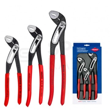 Szczypce nastawne Alligator do rur i armatury Zestaw 3szt. (180mm, 250mm, 300mm) KNIPEX 00 20 09 V03