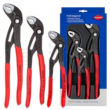 Szczypce nastawne Cobra do rur i armatury Zestaw 3szt. (180mm, 250mm, 300mm) KNIPEX 00 20 09 V02