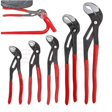 Szczypce nastawne Cobra do rur i armatury Zestaw 5szt. (180mm, 250mm, 300mm, 400mm, 560mm) KNIPEX