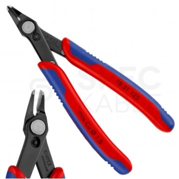 Szczypce precyzyjne tnące 125mm Super Knips wąskie czernione dla elektroników KNIPEX 78 31 125