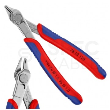 Szczypce precyzyjne tnące 125mm Super Knips ze sprężyną przytrzymującą dla elektroników KNIPEX 78 13 125