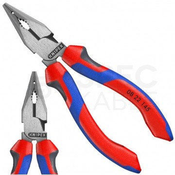 Szczypce uniwersalne 145mm fosforanowane ostro zakończone Kombinerki do chwytania i cięcia KNIPEX 08 22 145