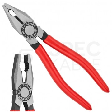 Szczypce uniwersalne 180mm fosforanowane powlekane Kombinerki do chwytania i cięcia KNIPEX 03 01 180