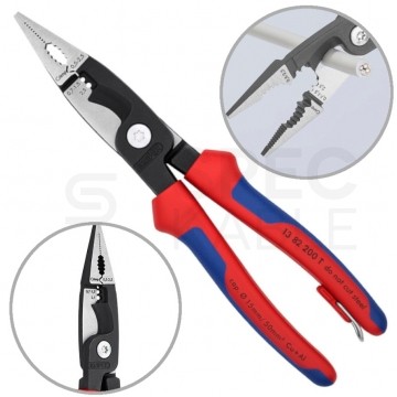 Szczypce wielofunkcyjne 6w1 dla elektryka 200mm z zaczepem do prac elektroinstalacyjnych KNIPEX 13 82 200 T