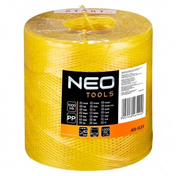 Sznurek do mocowania wełny mineralnej polipropylenowy żółty 1000m 49-931 NEO