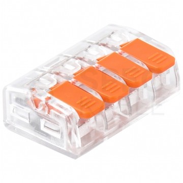 Szybkozłączka z dźwignią 4x0,2-4,0mm2 na drut / linkę 450V/32A PAWBOL 100szt.