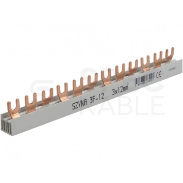 Szyna łączeniowa widełkowa 3-fazowa 12mm2 80A na 12 modułów PAWBOL