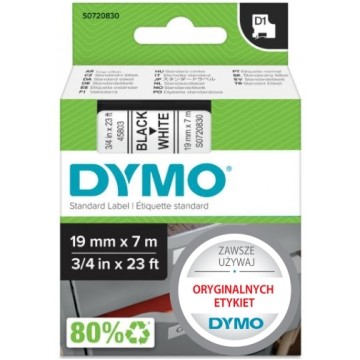 Taśma DYMO D1 Standard 19mm x 7m (biała / czarny nadruk) [45803 / S0720830] ORYGINALNA