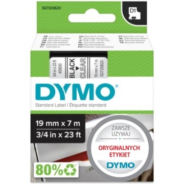 Taśma DYMO D1 Standard 19mm x 7m (przezroczysta / czarny nadruk) [45800 / S0720820] ORYGINALNA