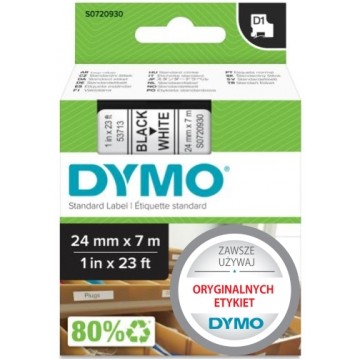 Taśma DYMO D1 Standard 24mm x 7m (biała / czarny nadruk) [53713 / S0720930] ORYGINALNA
