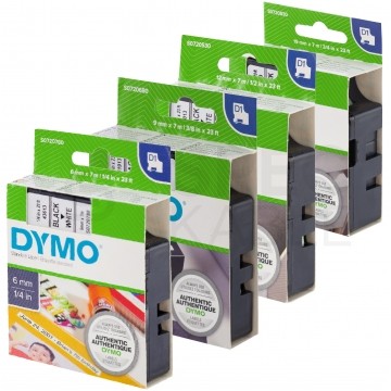 Taśma DYMO D1 Standard 6 / 9 / 12 / 19mm x 7m (biała / czarny nadruk) PACK 5szt. ORYGINALNA