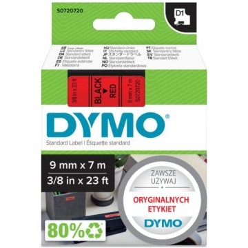 Taśma DYMO D1 Standard 9mm x 7m (czerwona / czarny nadruk) [40917 / S0720720] ORYGINALNA