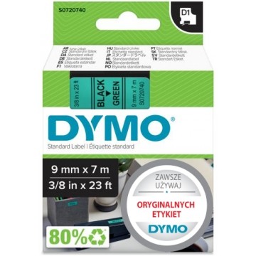 Taśma DYMO D1 Standard 9mm x 7m (zielona / czarny nadruk) [40919 / S0720740] ORYGINALNA