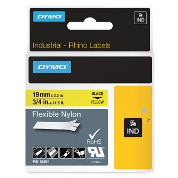 Taśma DYMO IND nylonowa elastyczna 19mm x 3,5m (żółta / czarny nadruk) RHINO Industrial [18491 / S0718090] ORYGINALNA