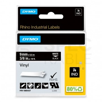 Taśma DYMO IND winylowa uniwersalna 9mm x 5,5m (czarna / biały nadruk) RHINO Industrial [1805437] ORYGINALNA