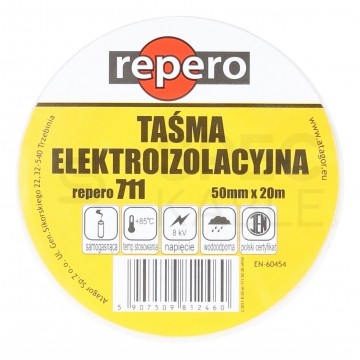 Taśma izolacyjna PVC 50mm x 20m Repero 711 biała