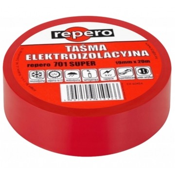 Taśma izolacyjna PVC Premium 19mm x 20m Repero 701 Super czerwona