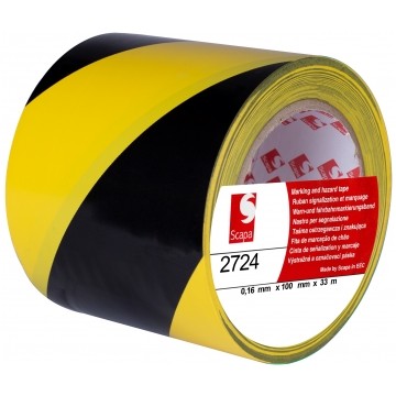 Taśma ostrzegawcza 100mm/33m żółto-czarna 2724 SCAPA
