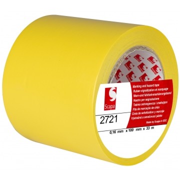 Taśma oznaczeniowa ostrzegawcza 100mm/33m żółta 2721 SCAPA