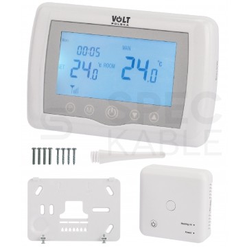 Termostat pokojowy regulator temperatury bezprzewodowy z WiFi i wyświetlaczem LCD IP20 Comfort WT-08 VOLT