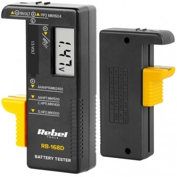 Tester baterii i akumulatorków miernik cyfrowy z wyświetlaczem LCD REBEL RB-168D