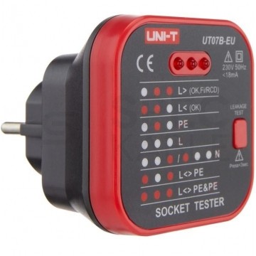 Tester gniazd zasilających 230V 2P+Z i wyłączników RCD UNI-T UT07B-EU