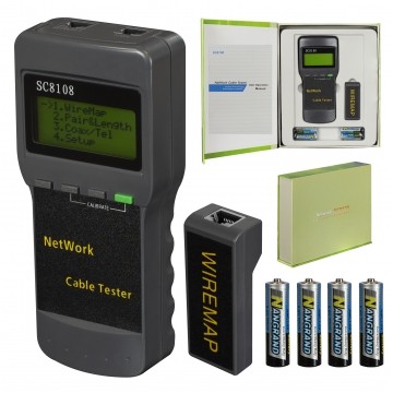 Tester kabli sieciowych LAN RJ45 + BNC z wyświetlaczem LCD SC8108 NEKU