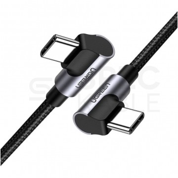 UGREEN Kabel USB 2.0 typ-C (wtyk / wtyk) kątowy Quick Charge 3.0 Power Delivery 2.0 (3A 60W) US323 czarny 1m