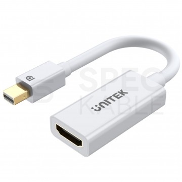 UNITEK Adapter mini DisplayPort -> HDMI 4K@30 (wtyk / gniazdo) biały 20cm