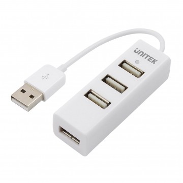 UNITEK Hub USB 2.0 A pasywny na 4 porty USB A biały na kablu 0,1m
