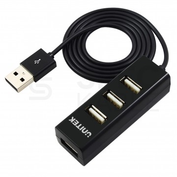 UNITEK Hub USB 2.0 A pasywny na 4 porty USB A czarny na kablu 0,8m