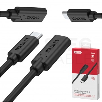 UNITEK Kabel przedłużacz USB 2.0 typ-C (wtyk / gniazdo) Quick Charge 2.0 czarny 1m