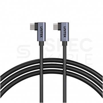 UNITEK Kabel USB 2.0 typ-C (wtyk / wtyk) kątowy Quick Charge 2.0 Power Delivery 3.0 (100W) czarny 1m