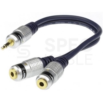 VITALCO JR17 Przejście Adapter AUX mini Jack 3,5mm Stereo (wtyk) / 2x mini Jack 3,5mm Stereo (gniazdo) na kablu