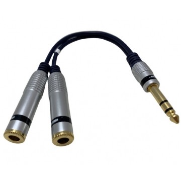 VITALCO JR362 Przejście Adapter AUX Jack 6,3mm Stereo (wtyk) / 2x Jack 6,3mm Stereo (gniazdo) na kablu