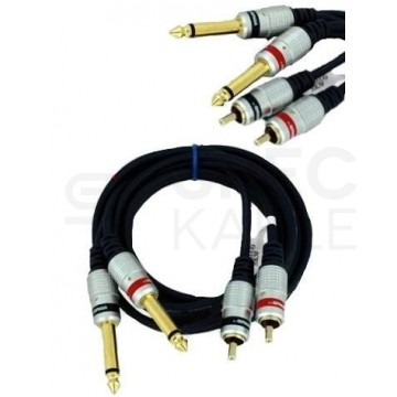 VITALCO MK50 Kabel Audio 2x Jack 6,3mm Mono (wtyk) / 2x RCA Cinch (wtyk) 3m