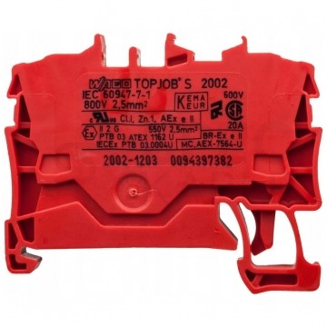 WAGO 2002-1203 Złączka szynowa 1-torowa ZUG 2,5mm2 24A czerwona TOPJOBS