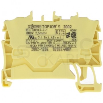 WAGO 2002-1206 Złączka szynowa 1-torowa ZUG 2,5mm2 24A żółta TOPJOBS