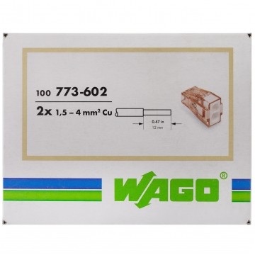 WAGO 773-602 Szybkozłączka 2x 1,5-4,0mm2 na drut 400V/32A ORYGINALNA 100szt.