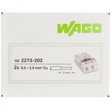 WAGO COMPACT 2273-202 Szybkozłączka 2x 0,5-2,5mm2 na drut 450V/24A ORYGINALNA 100szt.