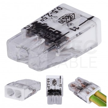WAGO COMPACT 2273-202 Szybkozłączka 2x 0,5-2,5mm2 na drut 450V/24A ORYGINALNA woreczek 10szt.