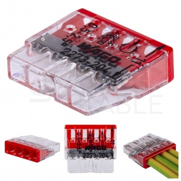 WAGO COMPACT 2273-204 Szybkozłączka 4x 0,5-2,5mm2 na drut 450V/24A ORYGINALNA woreczek 10szt.