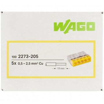 WAGO COMPACT 2273-205 Szybkozłączka 5x 0,5-2,5mm2 na drut 450V/24A ORYGINALNA 100szt.