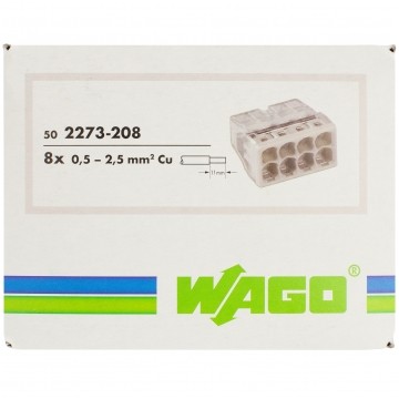 WAGO COMPACT 2273-208 Szybkozłączka 8x 0,5-2,5mm2 na drut 450V/24A ORYGINALNA 50szt.